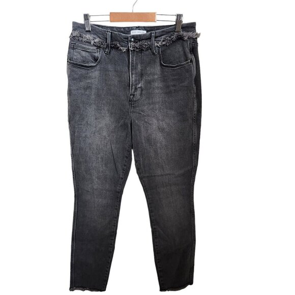 Good American Jeans Plus size 10 /30 Good Curve Gray denim skinny crop Raw Hem - Picture 14 of 14